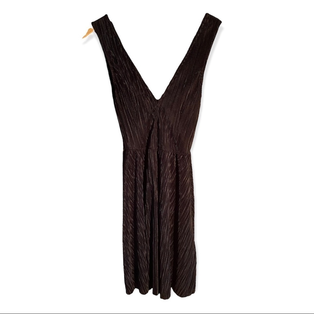 Divided H&M Pleated Plunge Mini Dress Minimalist Black Size 2 NEW NWT - Picture 2 of 11